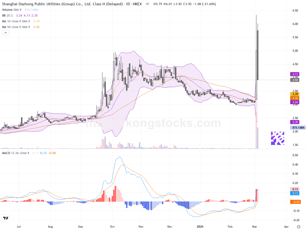 大眾公用股價波動劇烈，技術面現明顯調整信號
