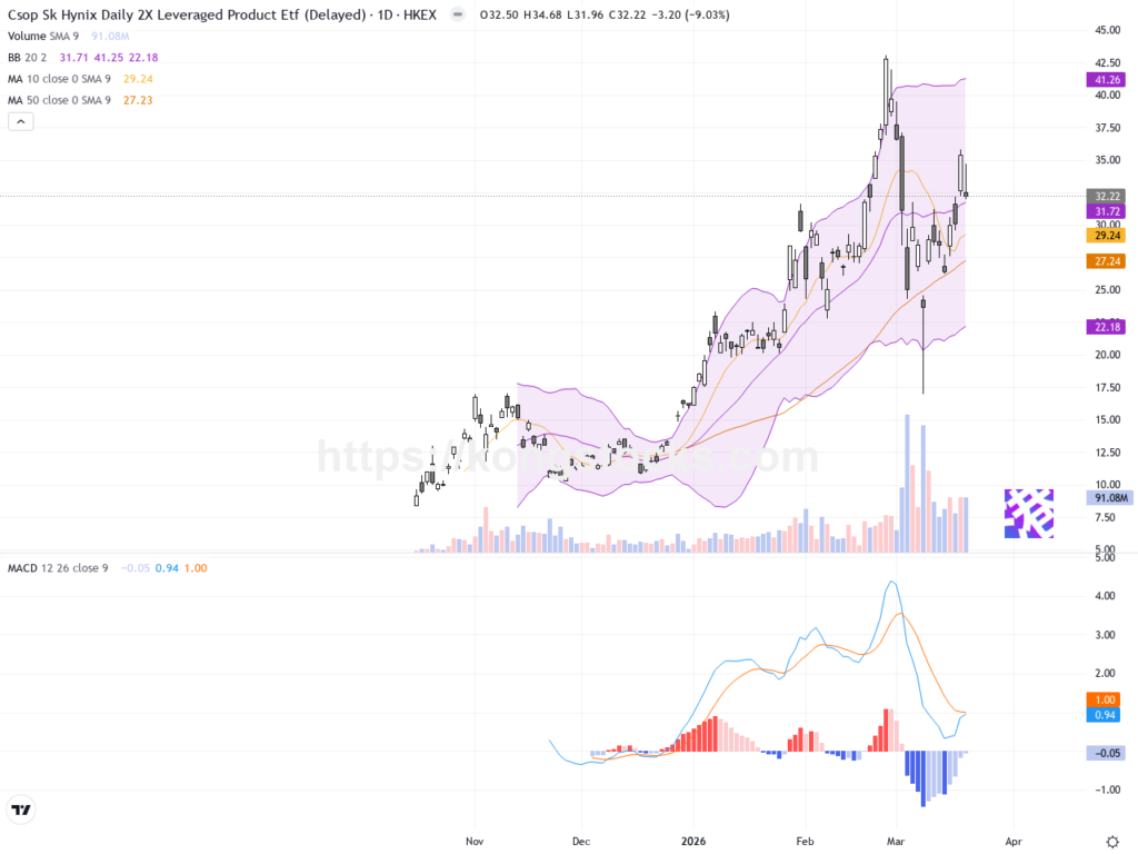 ＸＬ二南方海力士：價格急挫逾九％，短線波動加劇