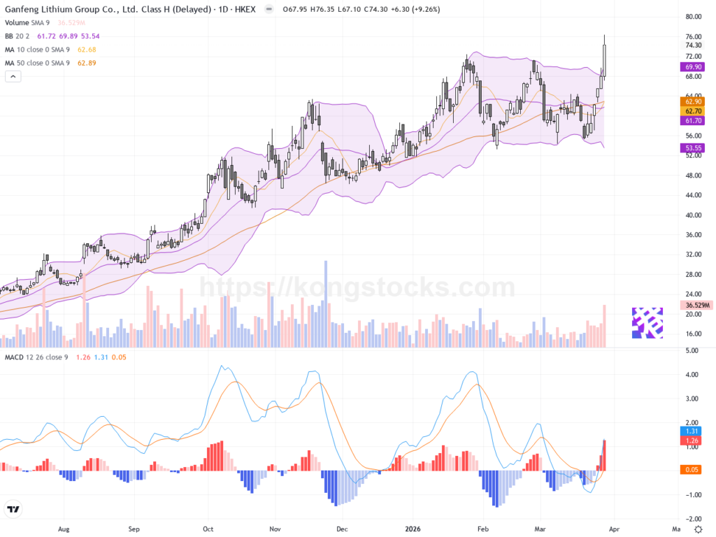 贛鋒鋰業股價強勢反彈突破，技術面多頭動能明顯